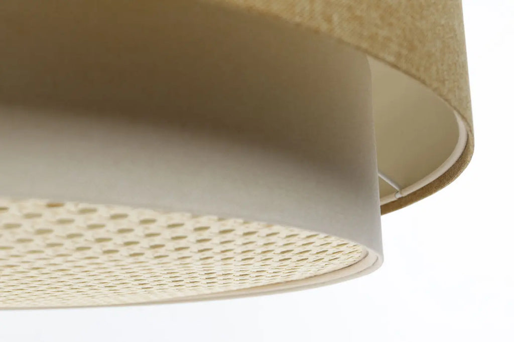 Suspension luminaire crème, caramel et écru, style bohème chic