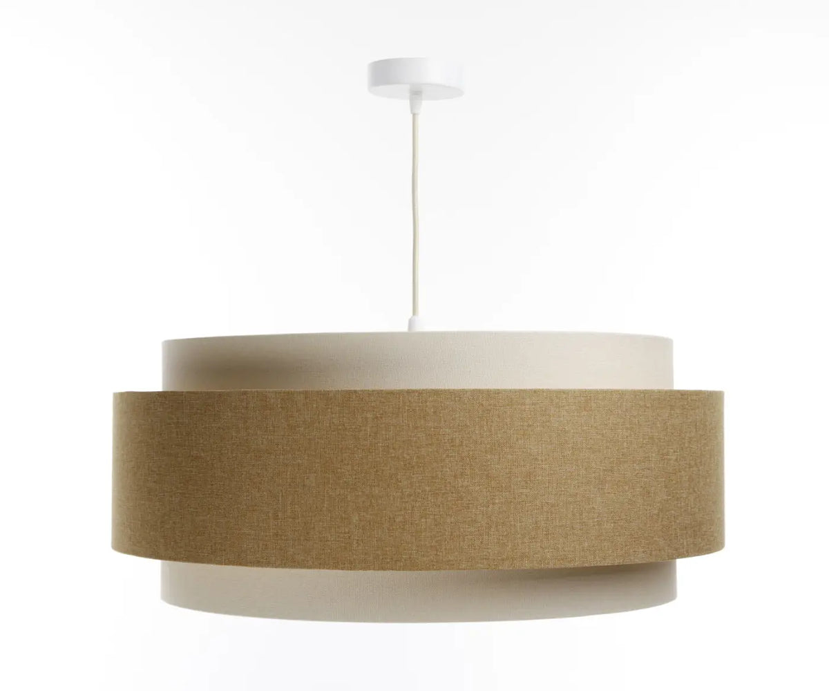 Suspension luminaire crème, caramel et écru, style bohème chic