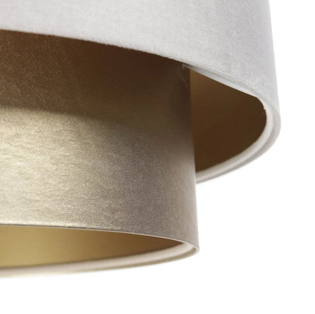 Suspension double cylindre en tissu crème et doré