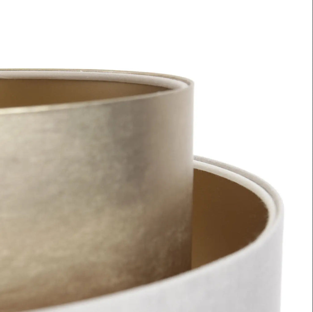 Suspension double cylindre en tissu crème et doré