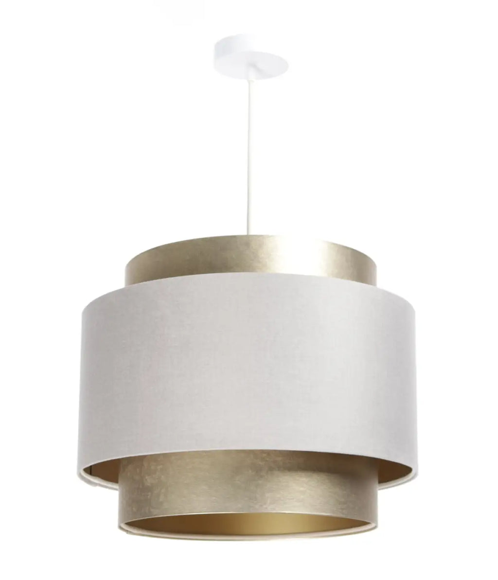 Suspension double cylindre en tissu crème et doré