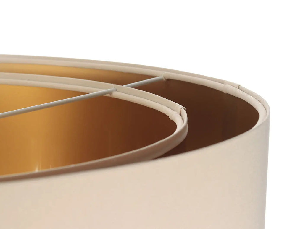 Suspension cylindre en tissu crème, intérieur doré, S, M ou L