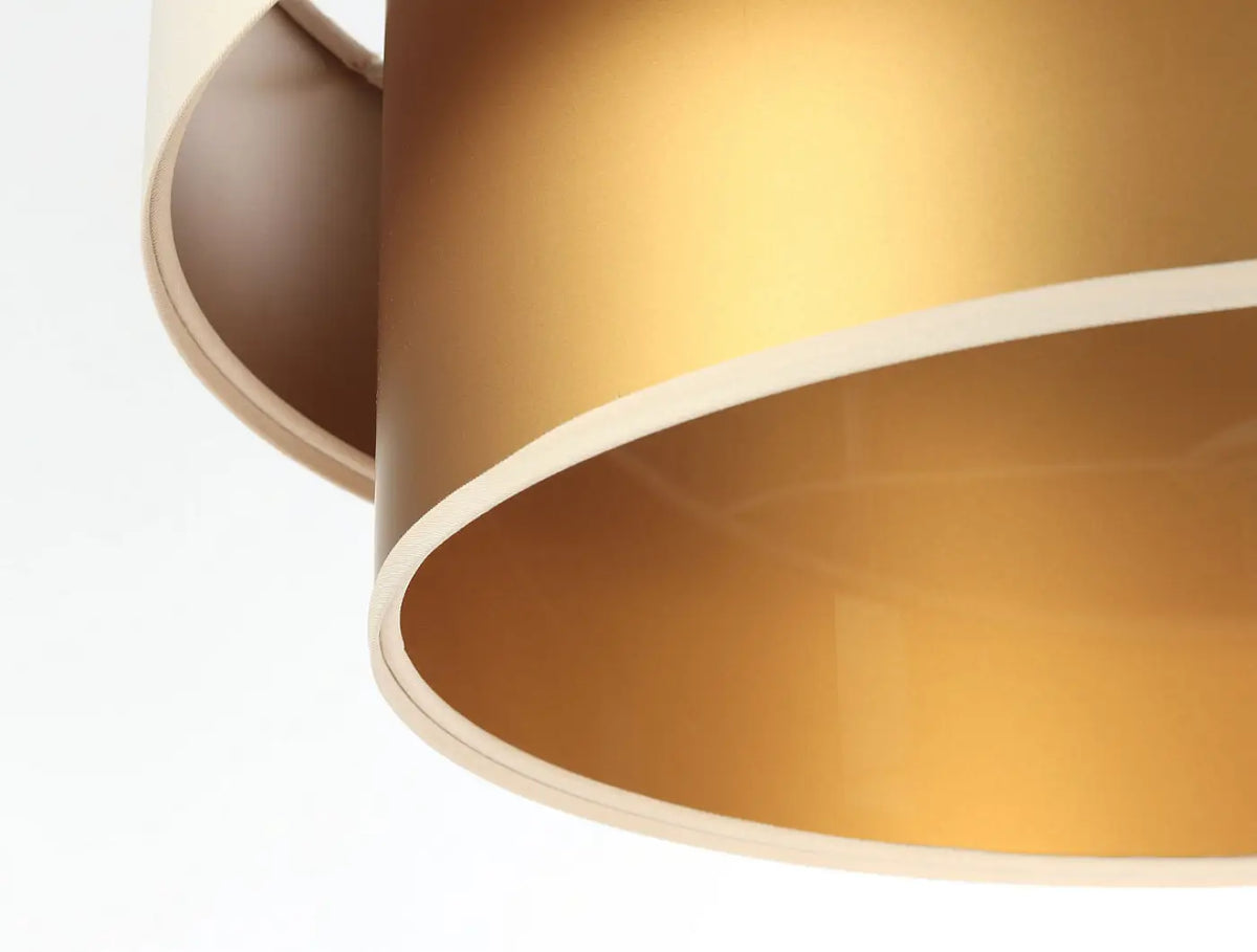 Suspension cylindre en tissu crème, intérieur doré, S, M ou L