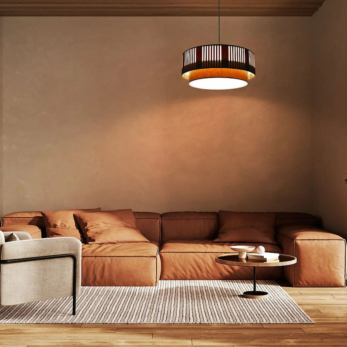 Suspension en tissu crème, design moderne, tailles S, M et L