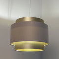 Suspension double cylindre en tissu crème et doré