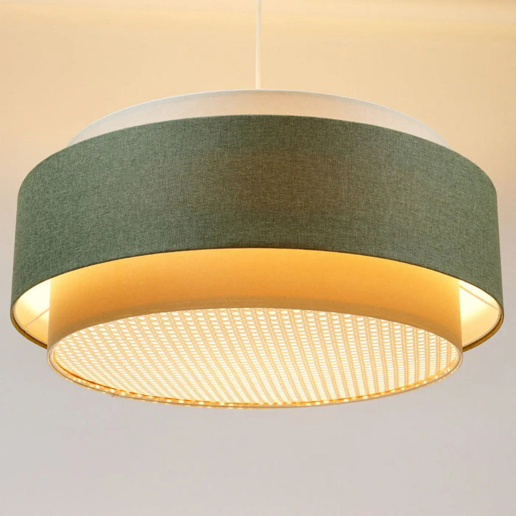 Suspension luminaire crème, olive et écru, style moderne chic