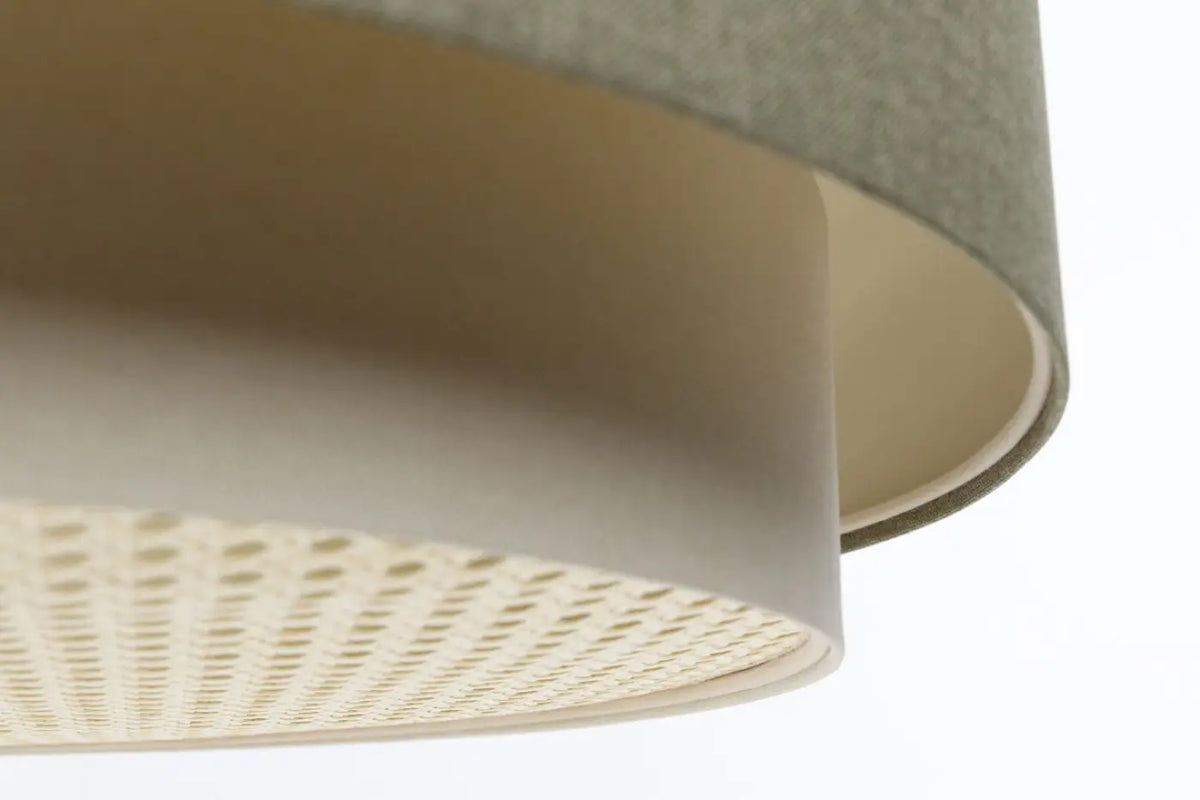Suspension luminaire crème, olive et écru, style moderne chic