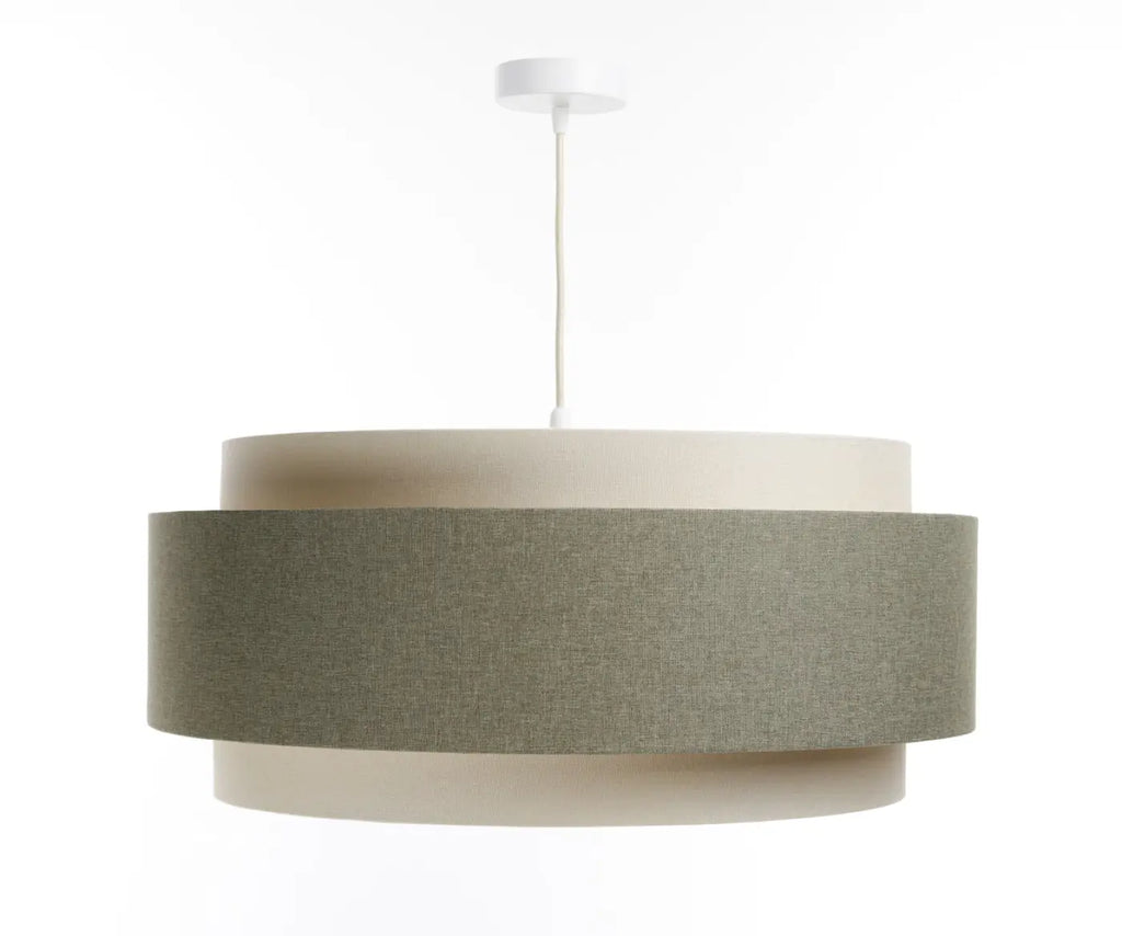 Suspension luminaire crème, olive et écru, style moderne chic