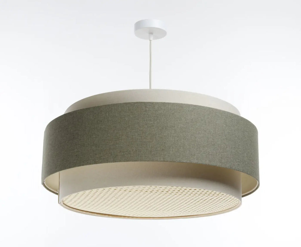 Suspension luminaire crème, olive et écru, style moderne chic