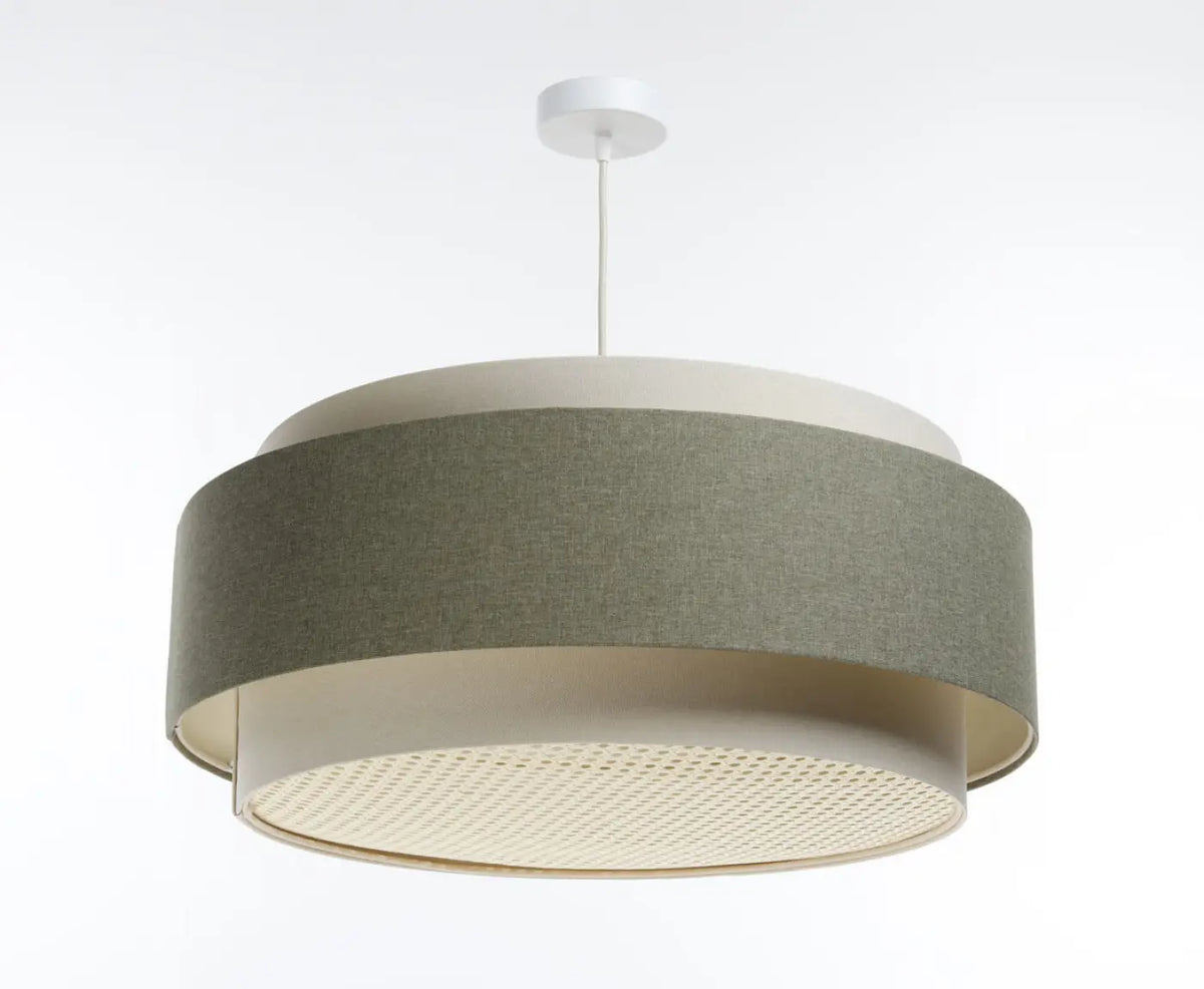 Suspension luminaire crème, olive et écru, style moderne chic