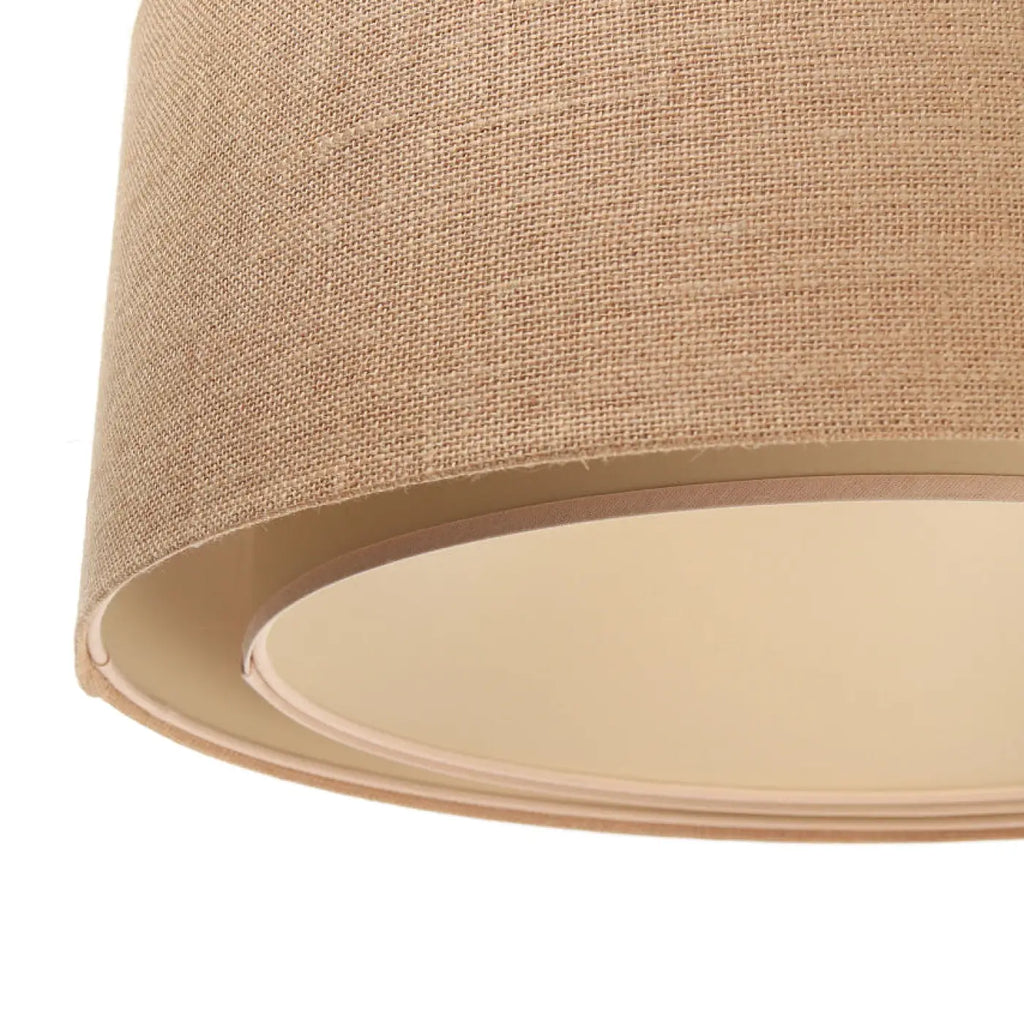 Suspension cylindrique en tissu beige et écru, style bohème, S à L