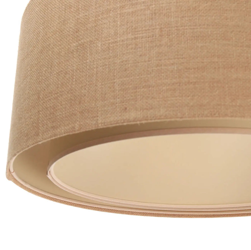 Suspension cylindrique en tissu beige et écru, style bohème, S à L