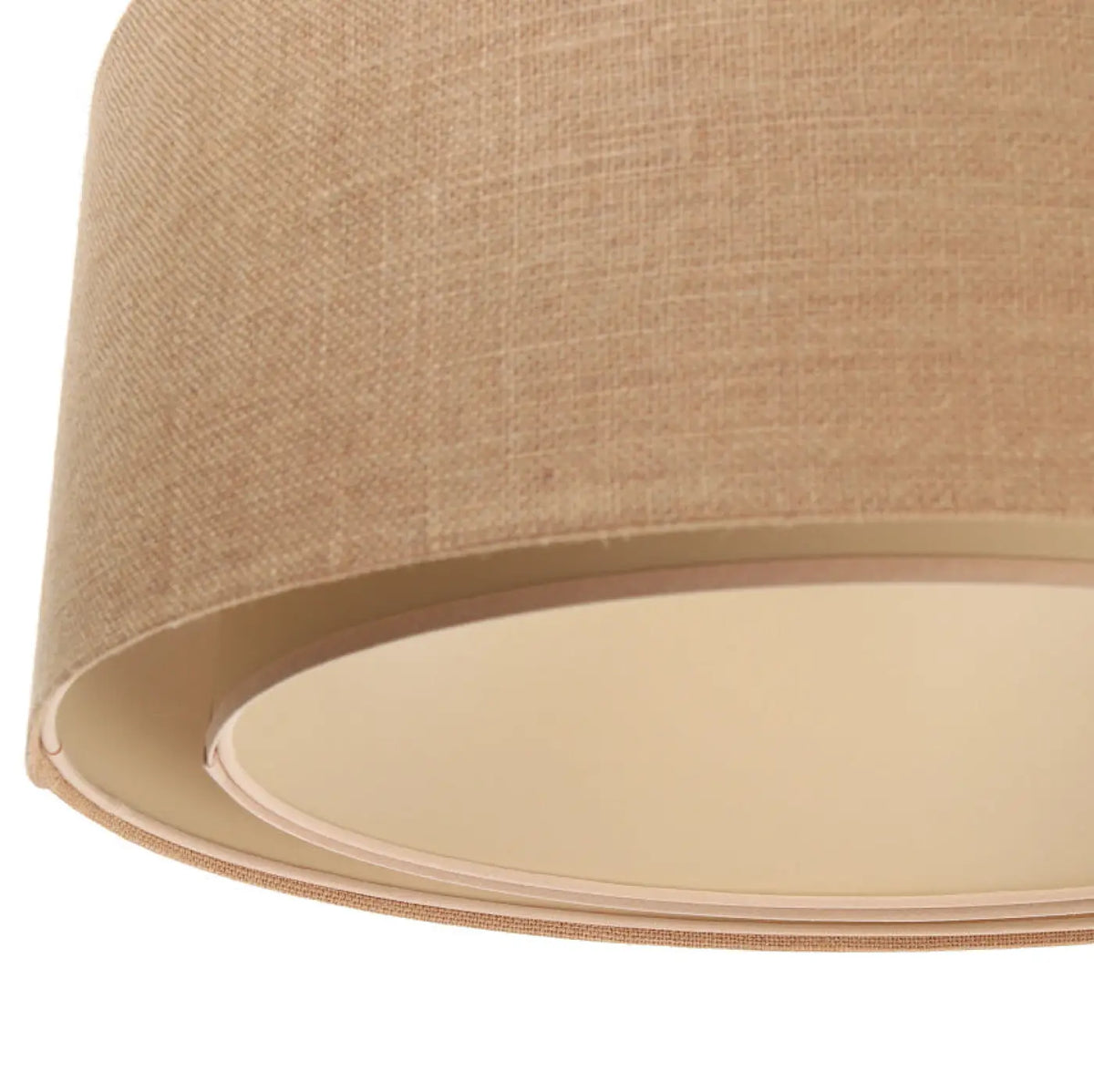 Suspension cylindrique en tissu beige et écru, style bohème, S à L
