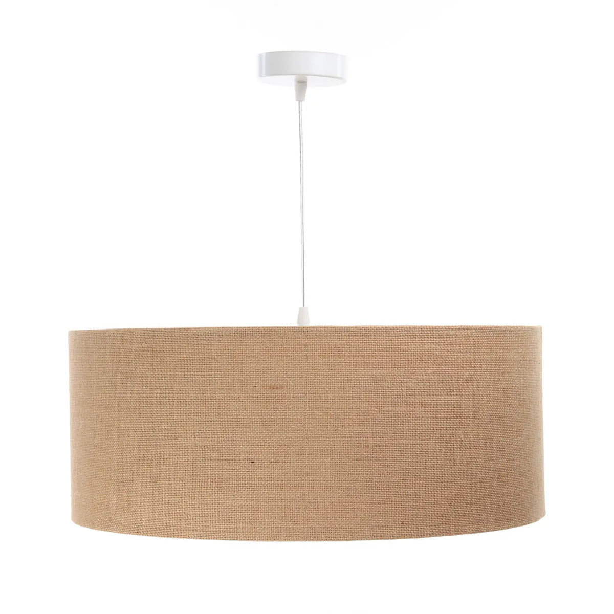 Suspension cylindrique en tissu beige et écru, style bohème, S à L