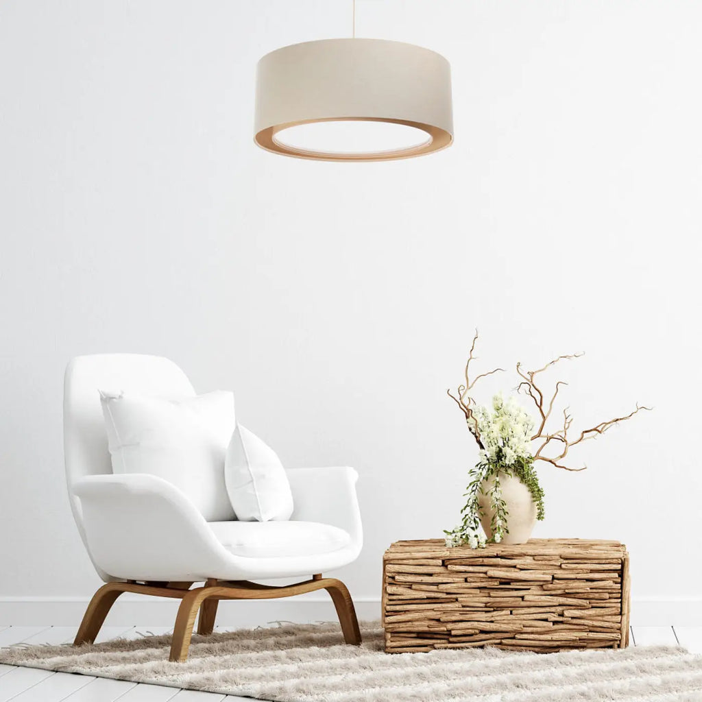Suspension cylindrique en tissu crème, tailles S ou M