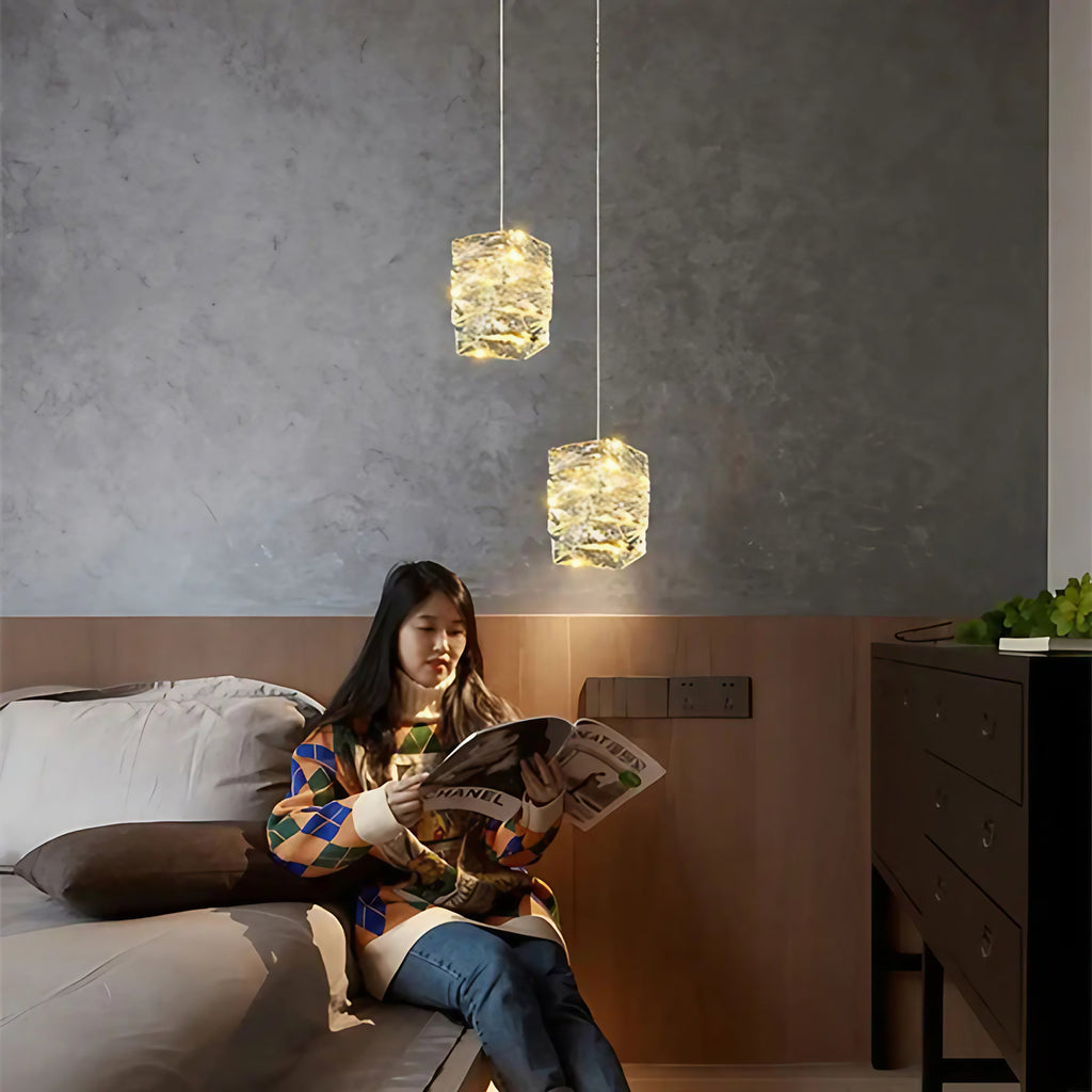 Suspension en cristal scintillant, forme allongée, tailles S ou M