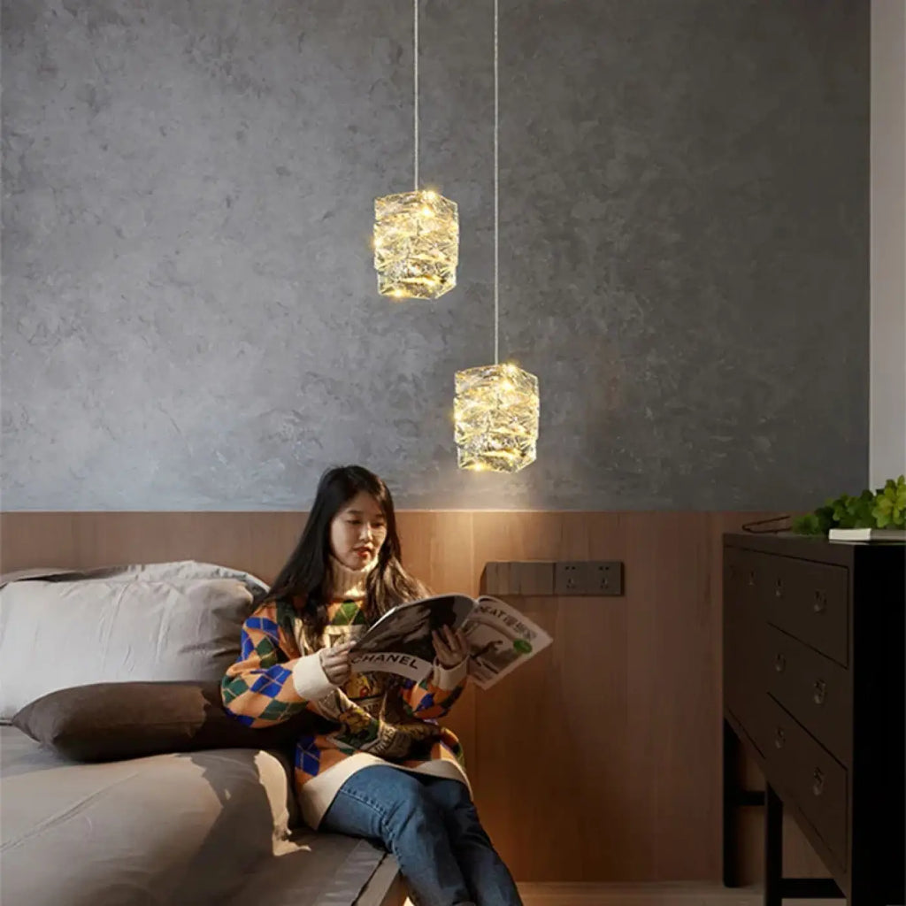Suspension en cristal scintillant, forme allongée, tailles S ou M