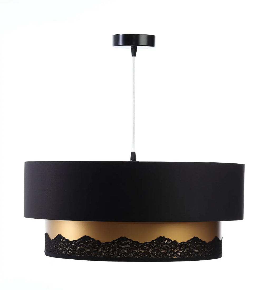 Suspension cylindrique en tissu noir, tailles S, M et L