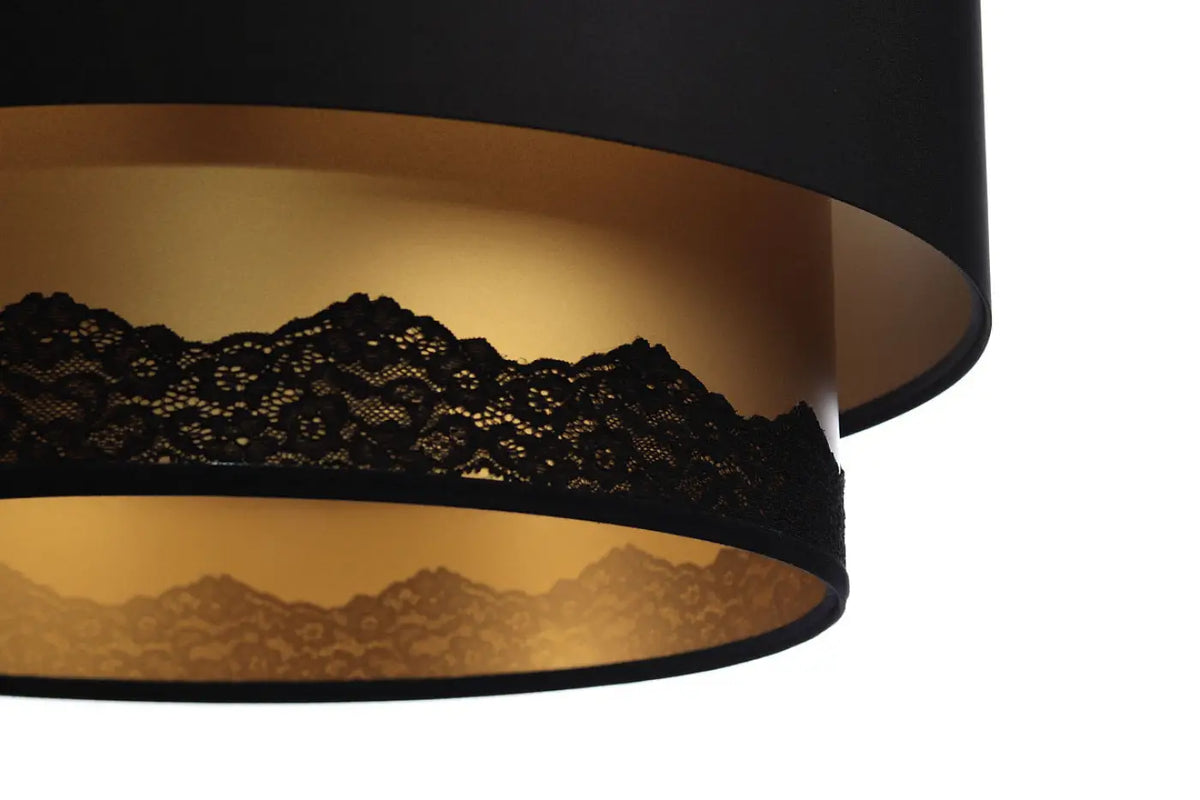 Suspension cylindrique en tissu noir, tailles S, M et L
