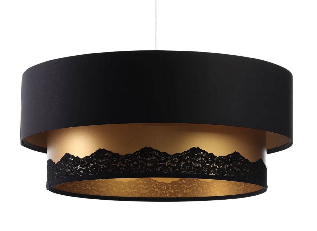 Suspension cylindrique en tissu noir, tailles S, M et L