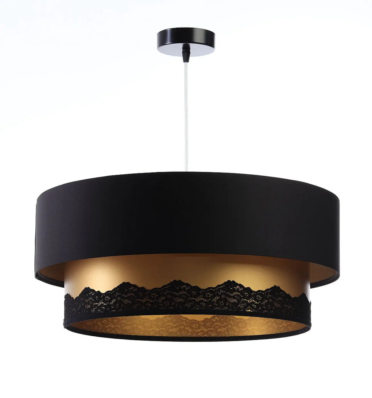 Suspension cylindrique en tissu noir, tailles S, M et L