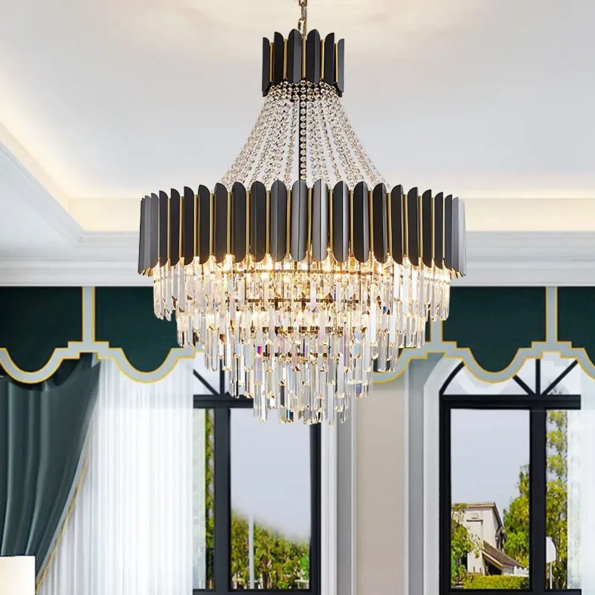 Suspension à cristaux pour salon, cinq tailles de S à XXL