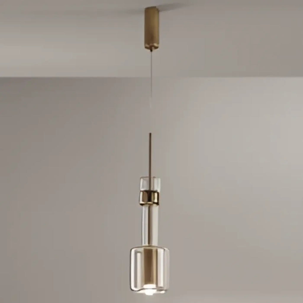 Suspension en verre soufflé transparent, détails dorés ou noirs, doré
