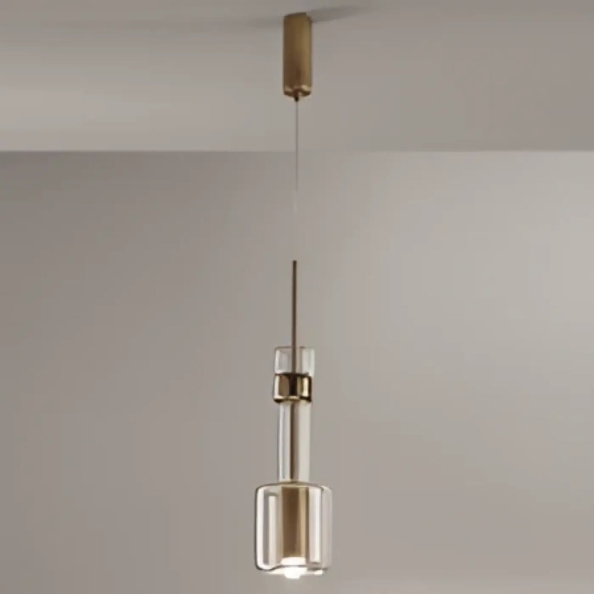 Suspension en verre soufflé transparent, détails dorés ou noirs, doré