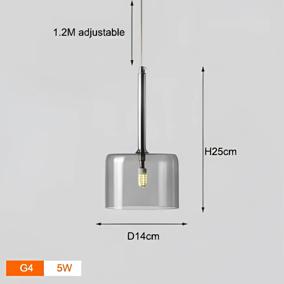 Suspension design à cylindres de verre, quatre teintes, gris