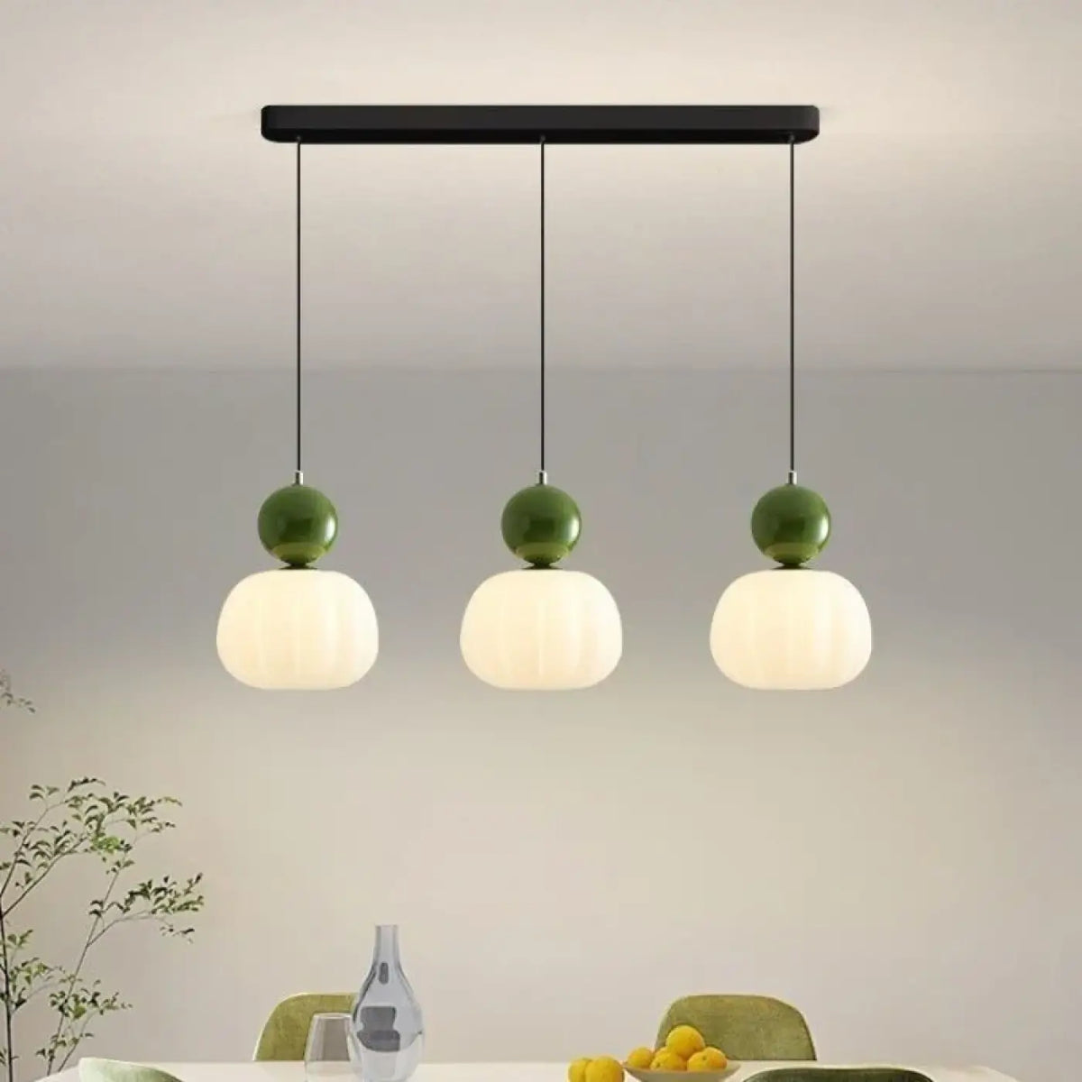 Suspension à abat-jour plissés, quatre coloris, vert