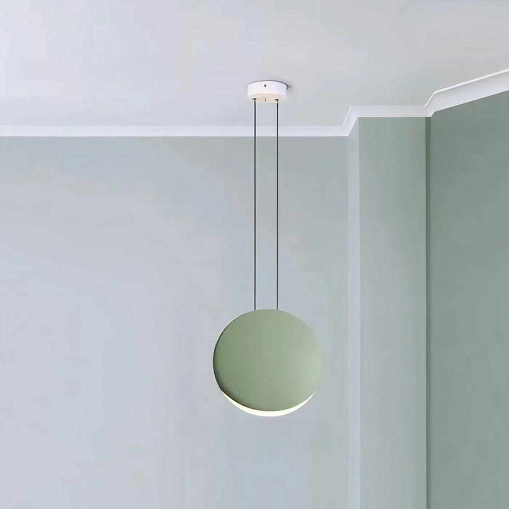 Suspension à disques flottants et halo lumineux, quatre coloris, vert