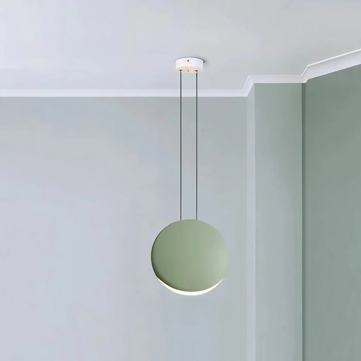 Suspension à disques flottants et halo lumineux, quatre coloris, vert