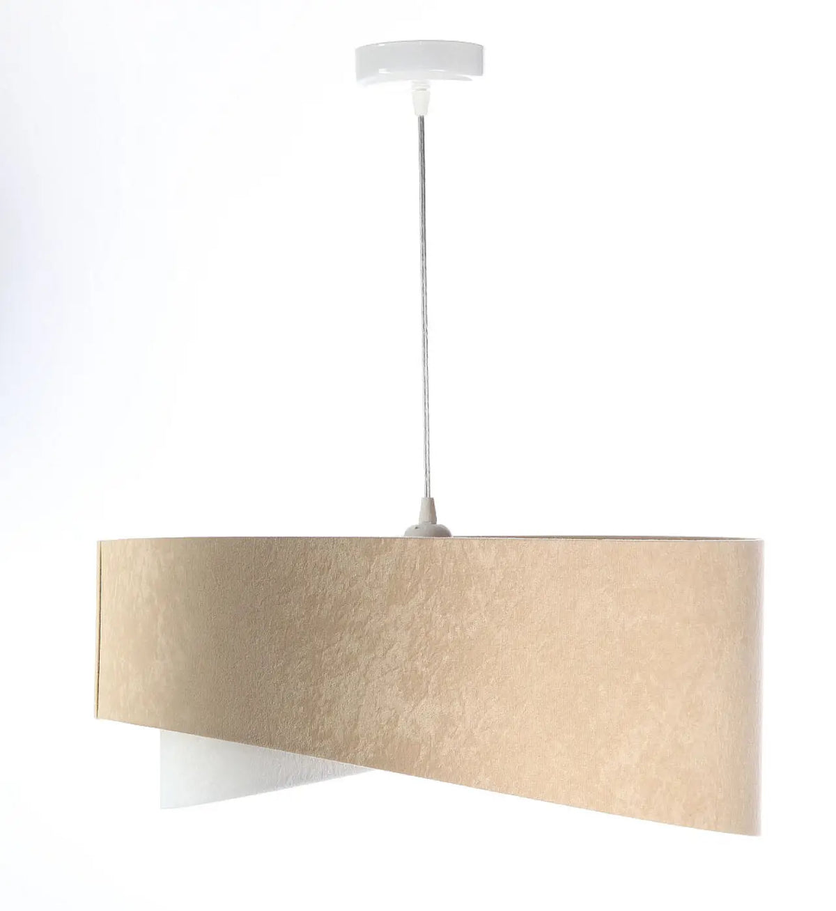 Suspension design beige et blanche aux reflets dorés