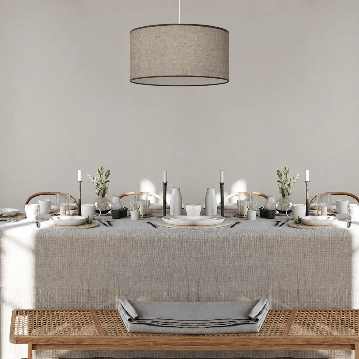 Suspension textile beige et écru, deux tailles S ou M