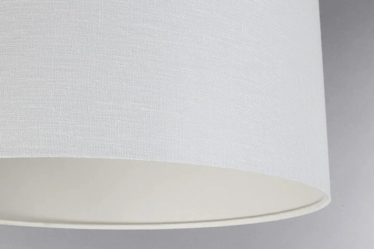 Suspension en tissu blanc crème, abat-jour aux lignes arrondies