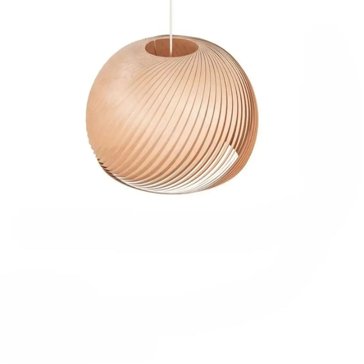 Suspension design aspect bois aux formes arrondies, beige
