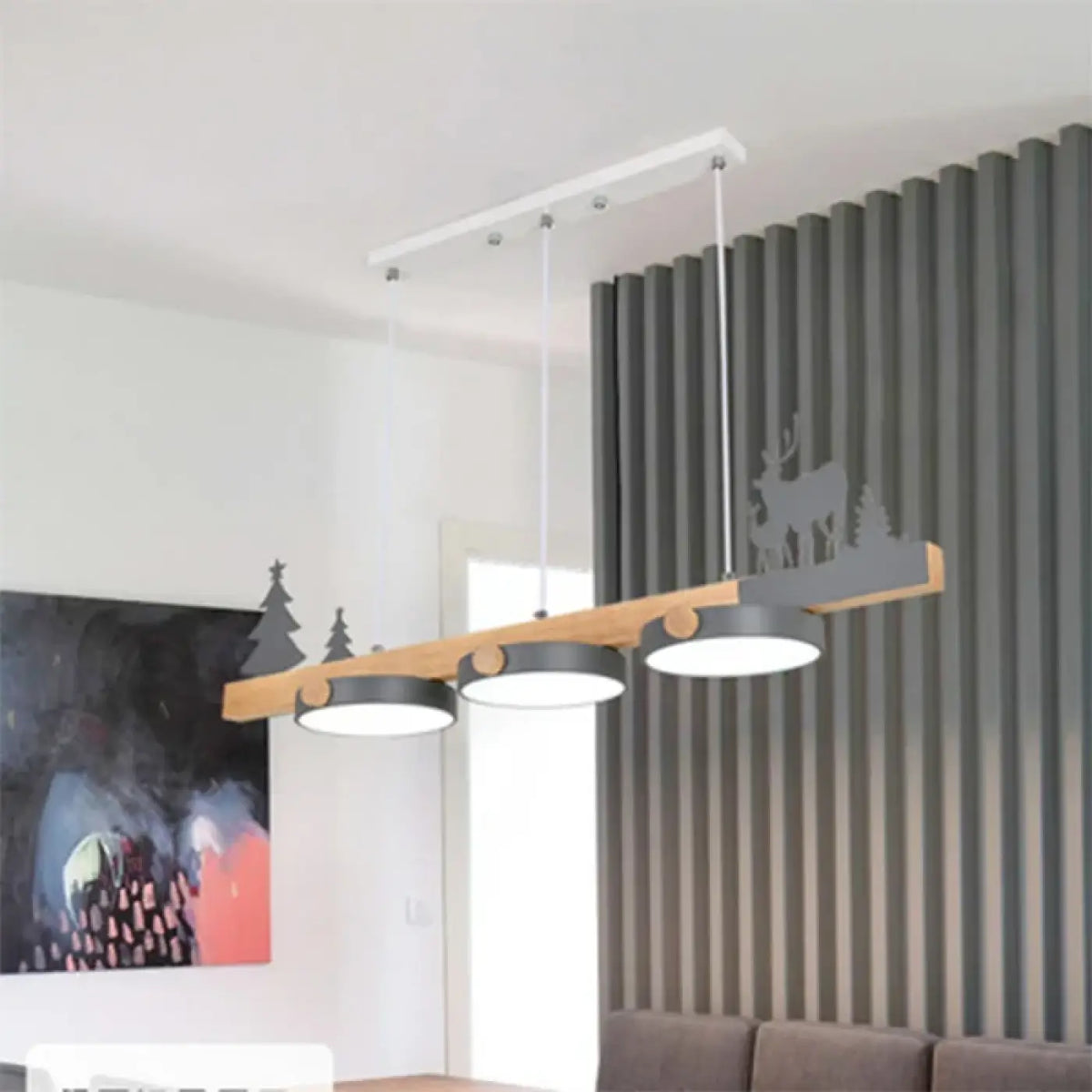 Suspension design en bois à décor nature, quatre coloris