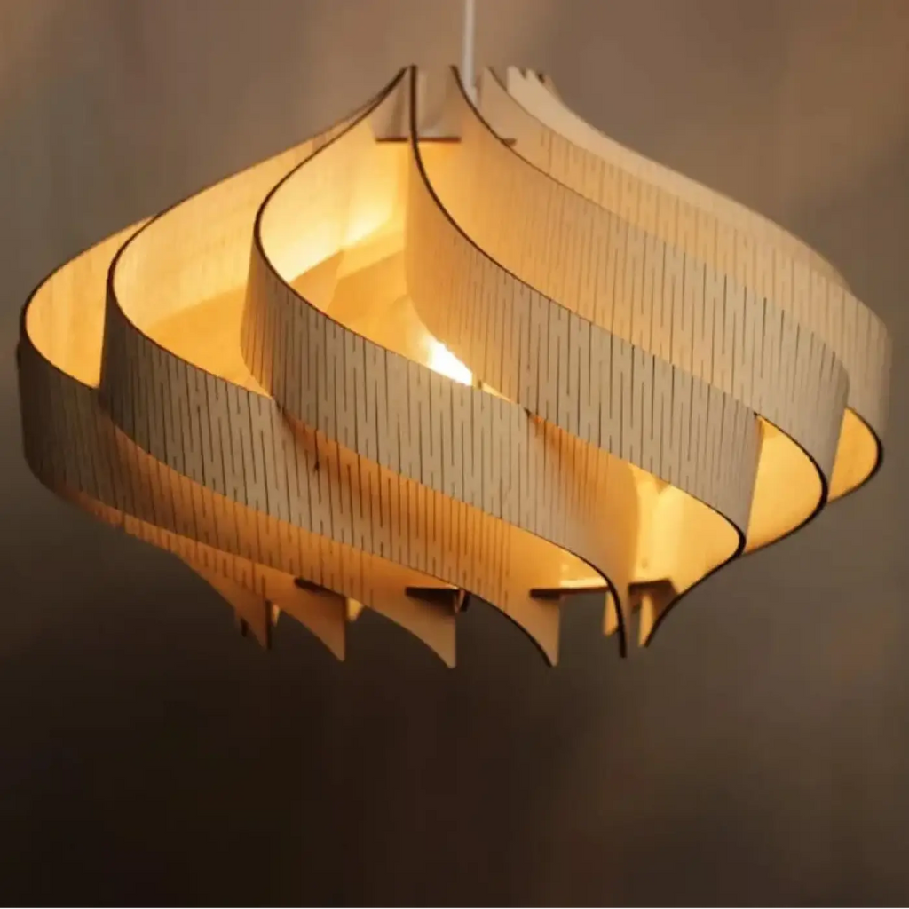 Suspension en bois à effet de vagues, beige ou marron