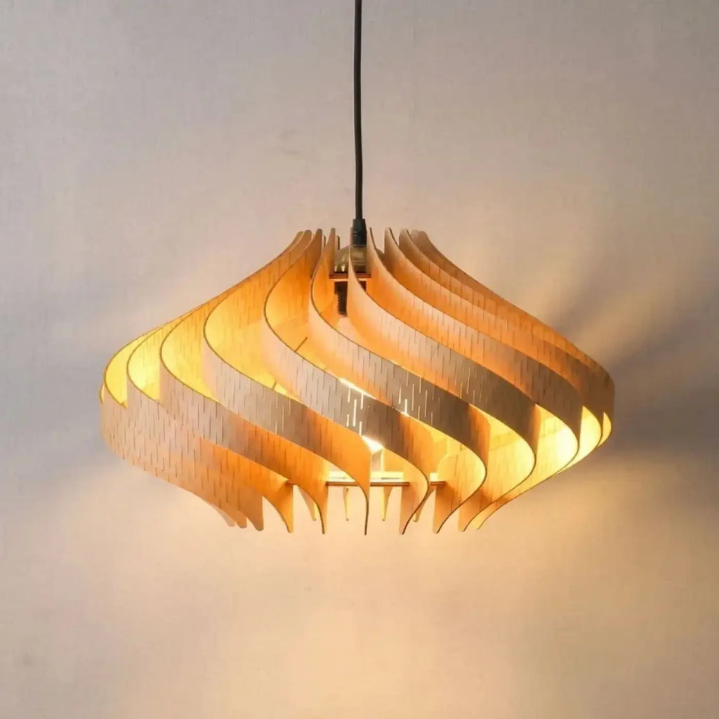 Suspension en bois à effet de vagues, beige ou marron, beige