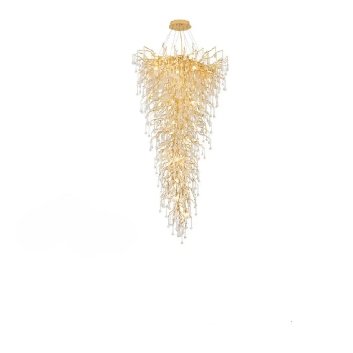 Lustre cascade à branches dorées et cristaux, tailles S à XL