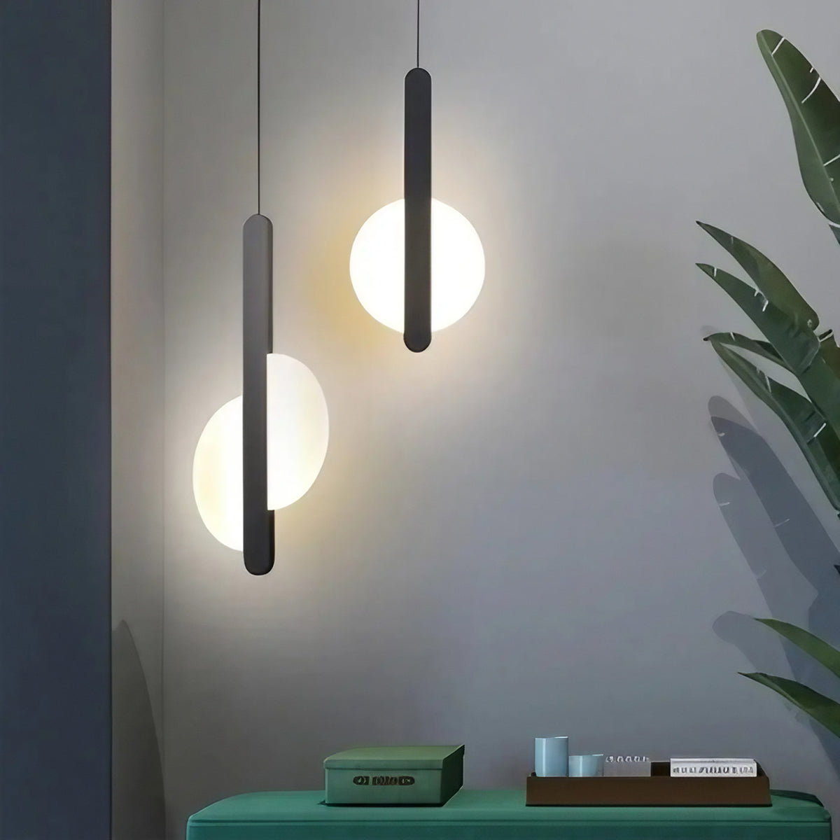 Suspension cercle noir au style moderne, trois modèles