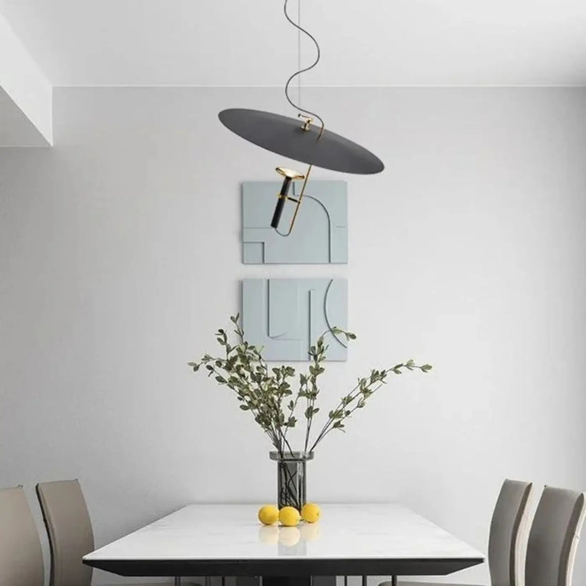 Suspension design à disque incliné, noire ou blanche