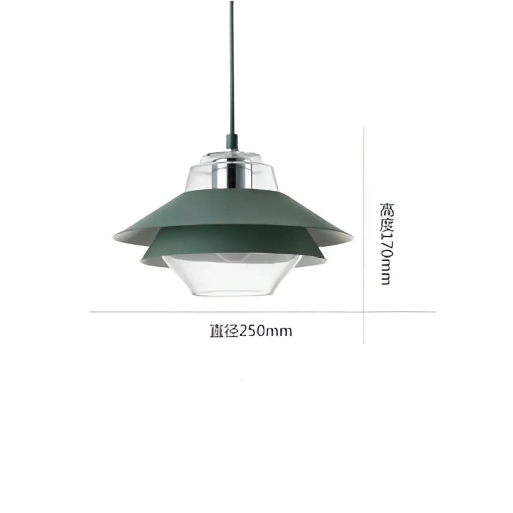 Suspension design à double abat-jour coloré, quatre coloris