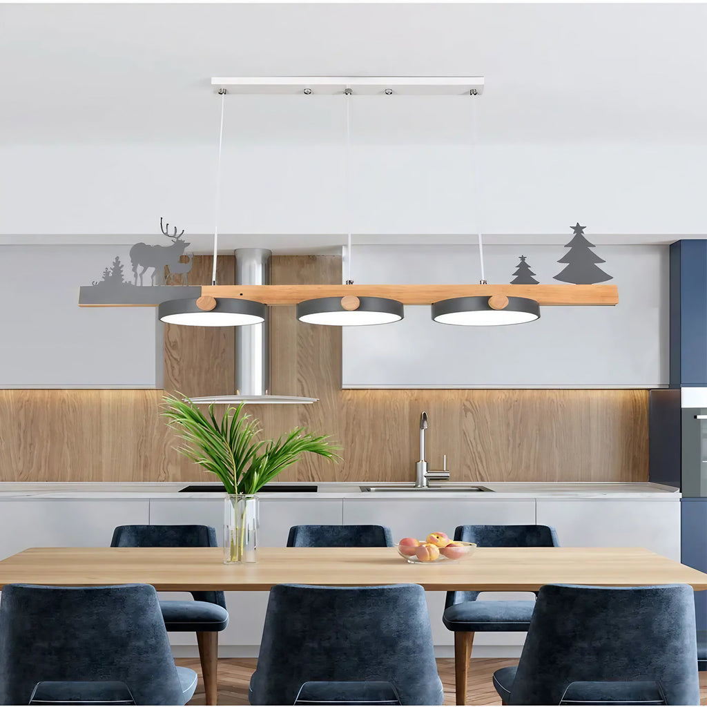 Suspension design en bois à décor nature, quatre coloris