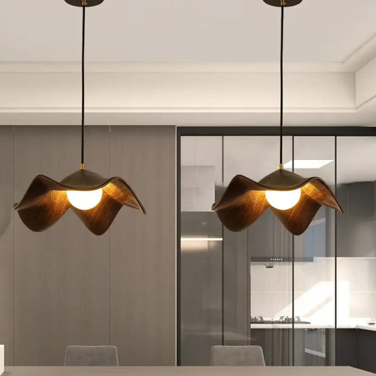 Suspension en bois ondulé moderne, blanche ou noire
