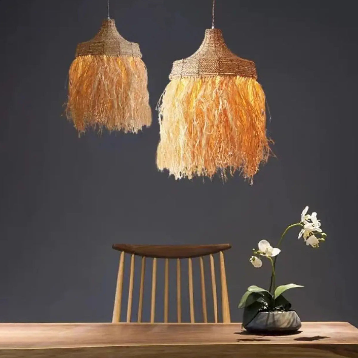 Suspension en rotin naturel tissé, quatre tailles de S à XL