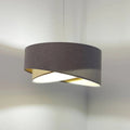 Suspension en tissu gris et beige arrondie, reflets dorés dedans