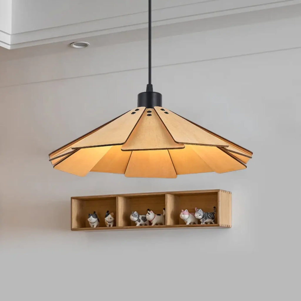 Suspension épurée en bois naturel, marron ou beige