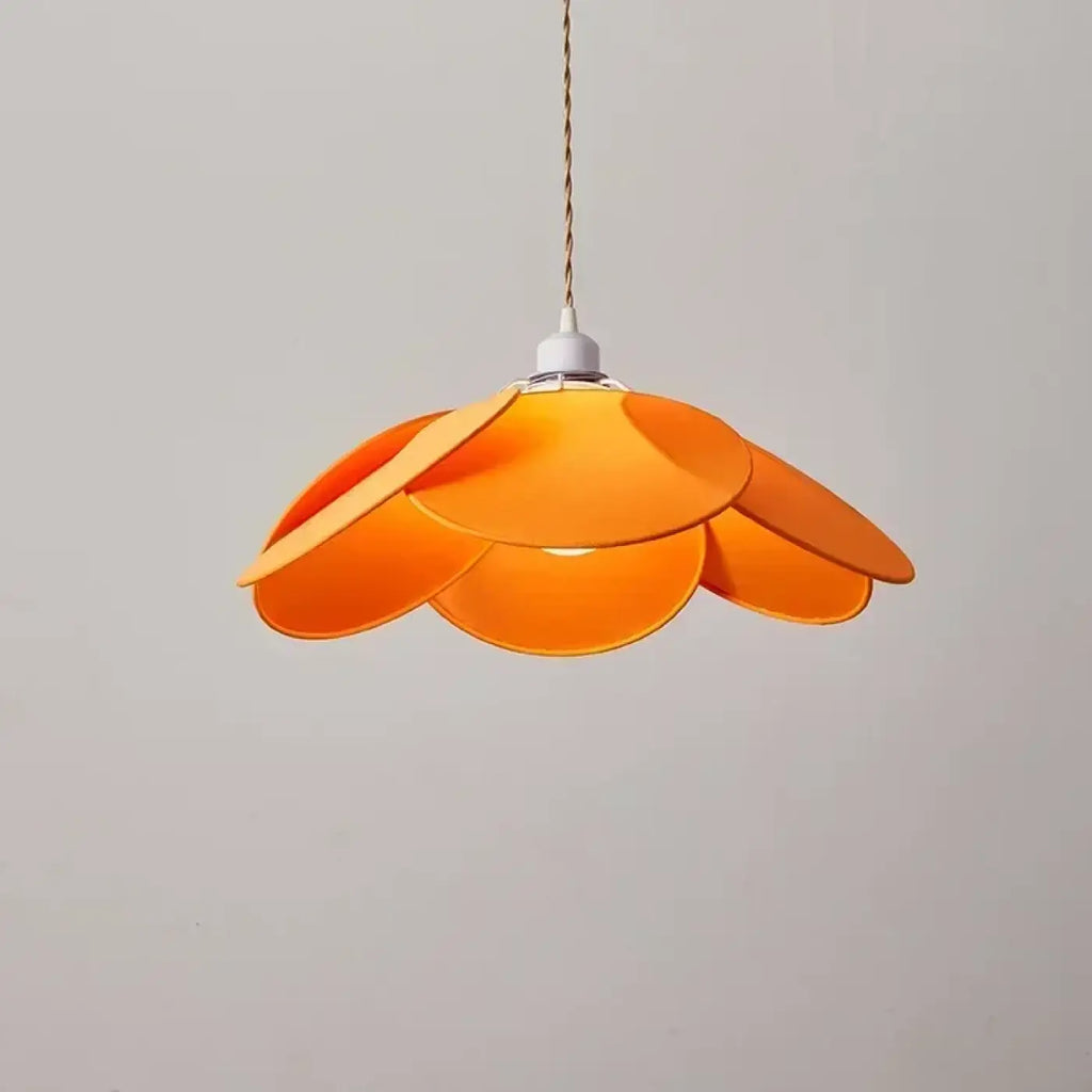 Suspension fleur à pétales textiles, trois coloris, S à L, orange
