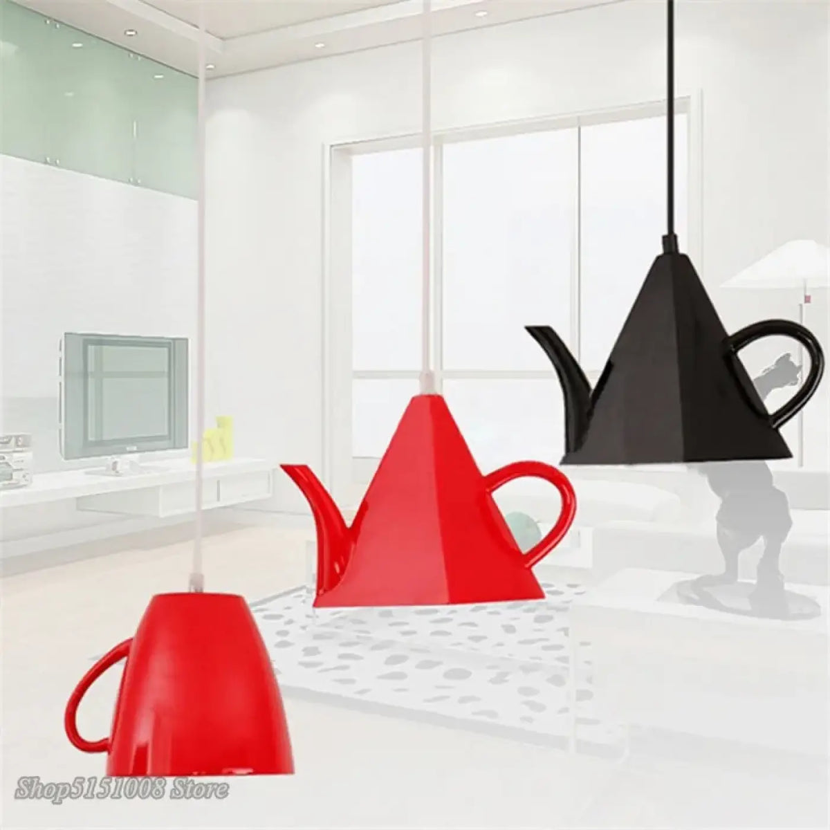 Suspension théière ou tasse, noir, rouge ou blanc